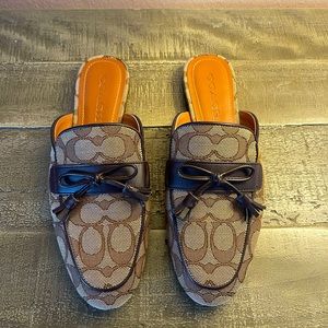 Coach Logo Print Mules